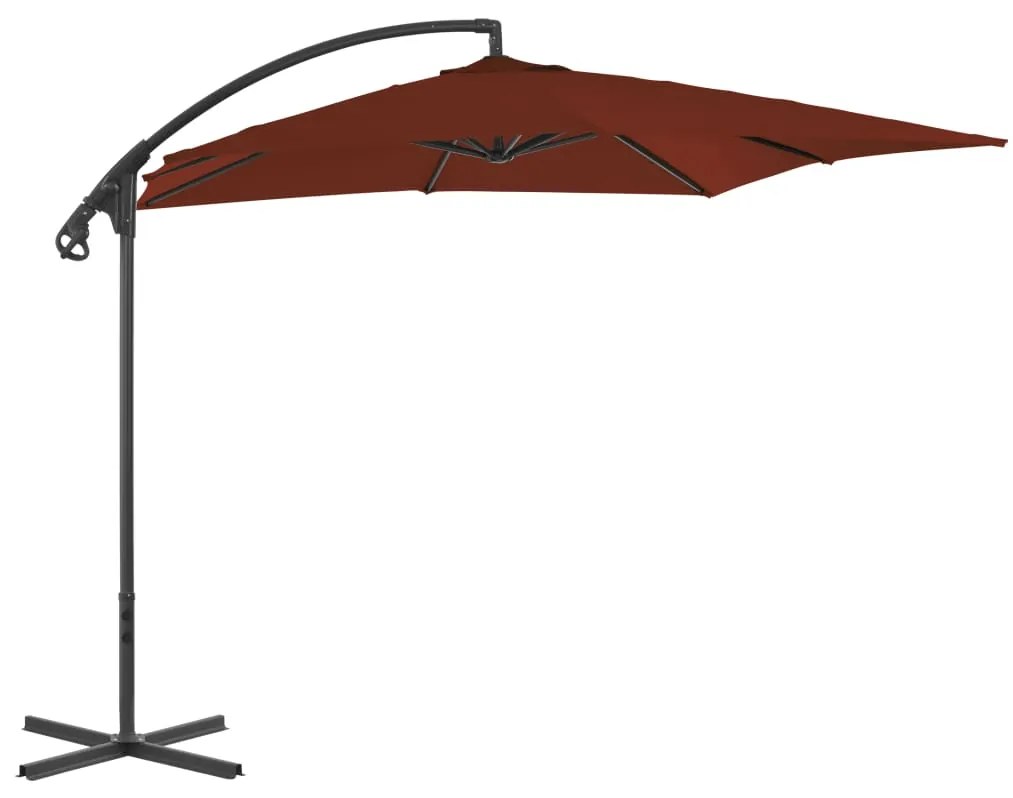 312511 vidaXL Guarda-sol cantilever com poste de aço 250x250 cm terracota
