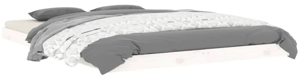 Estrutura de cama de casal 135x190 cm pinho maciço branco