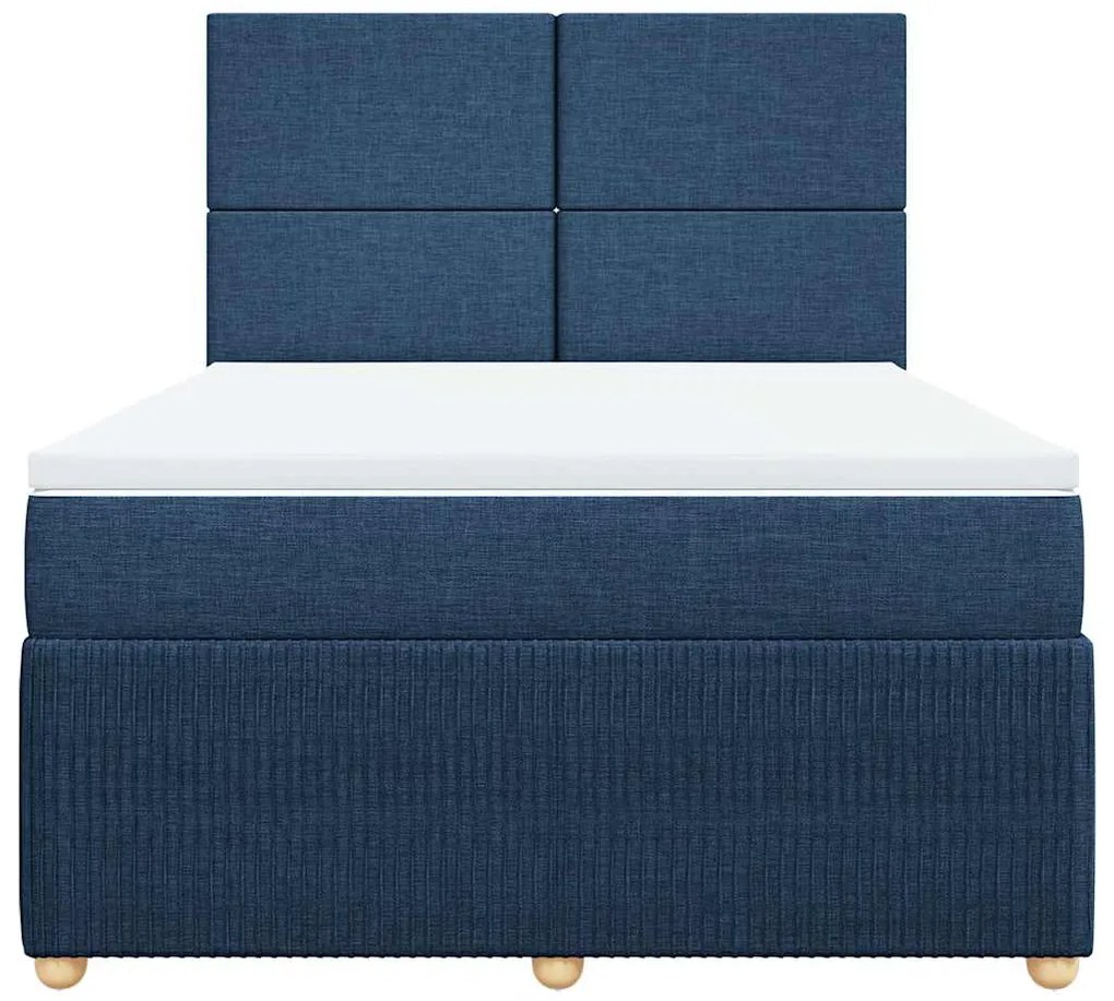 Cama com molas/colchão 160x200 cm tecido azul