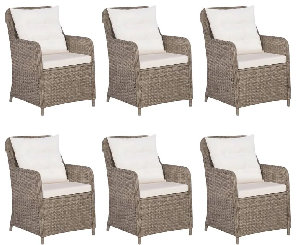 7 pcs conjunto de jantar para jardim castanho