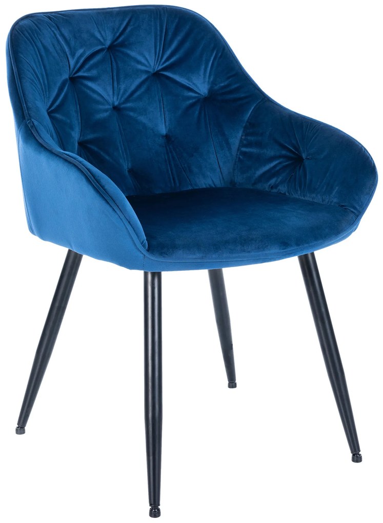 Cadeira de sala de jantar Cassis com estofo em veludo 81 x 56 x 58 cm Azul