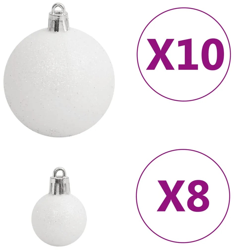 111 pcs conjunto de enfeites de Natal poliestireno branco/cinza