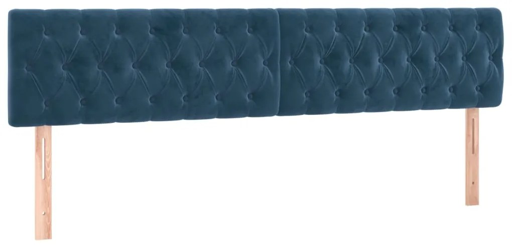 Cama box spring c/ colchão/LED 180x200 cm veludo azul-escuro