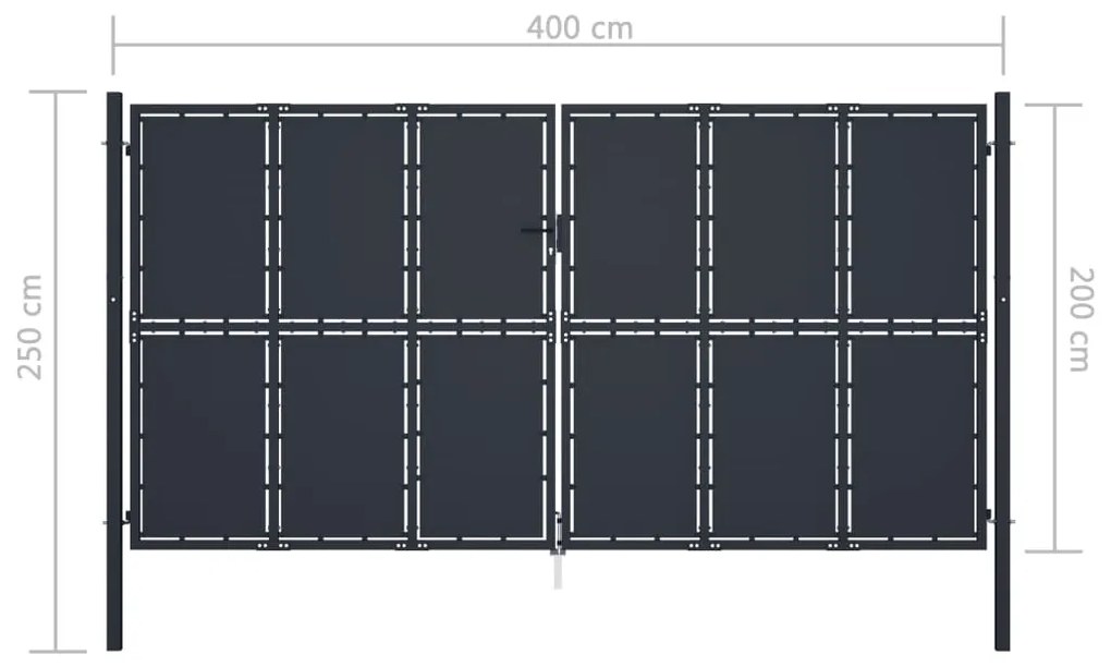 Portão de jardim 400x200 cm aço antracite