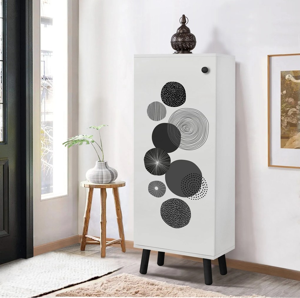 Sapateira Vegas – Branco e Preto – 50x135x38 cm
