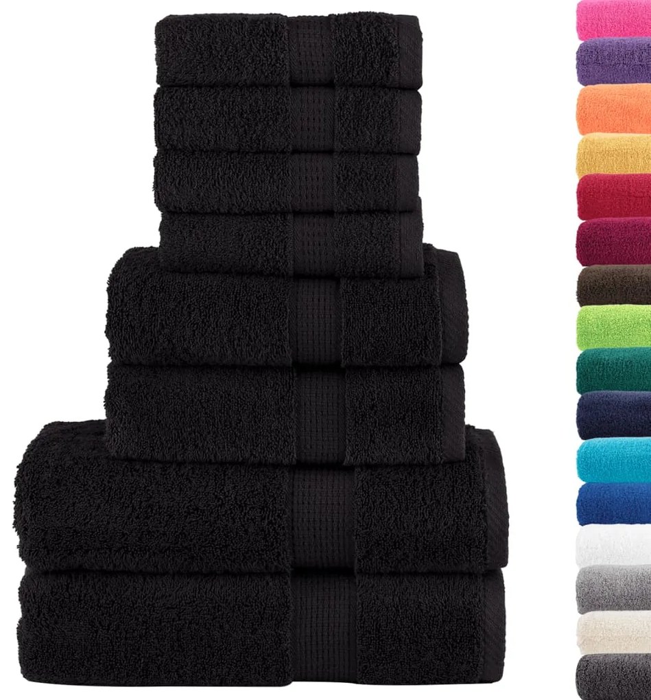 8pcs Conjunto toalhas banho premium SOLUND 600 gsm preto