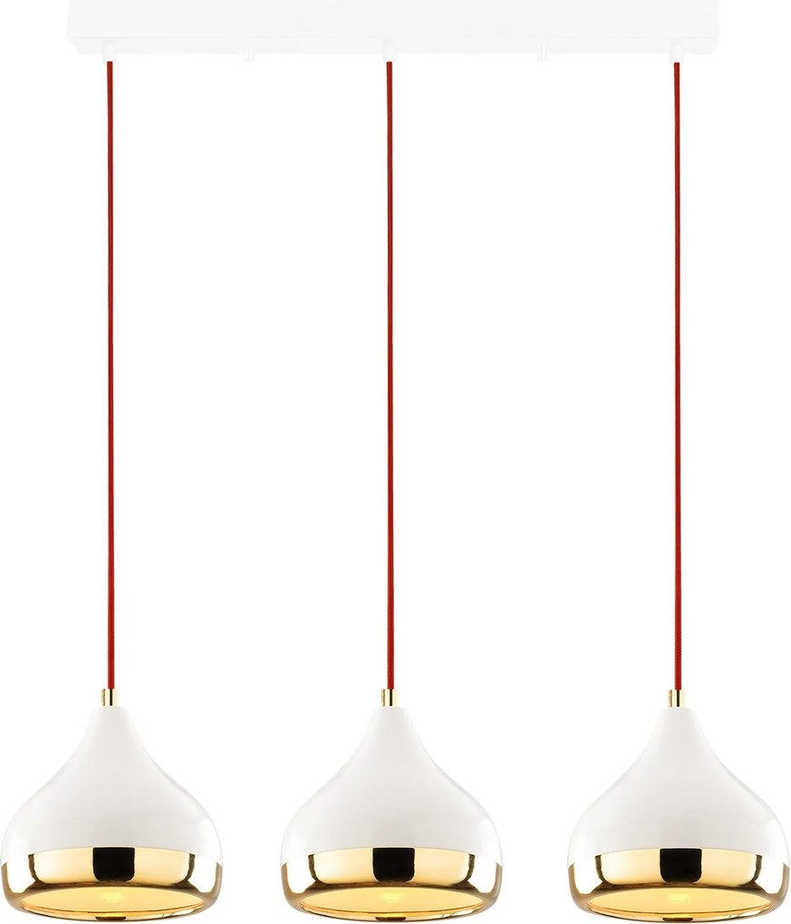 Candeeiro de Teto Yildo - Branco, Vermelho, Dourado - 67 x 17 cm