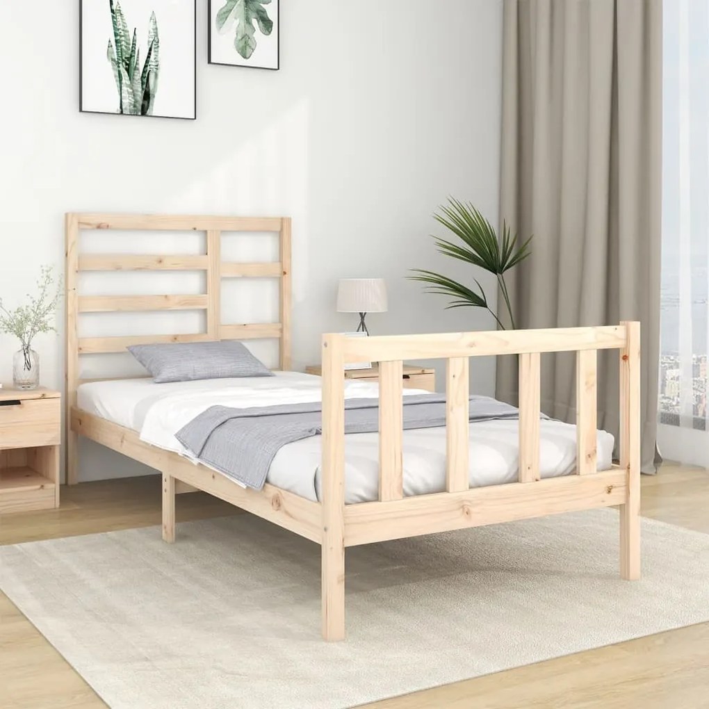 vidaXL Estrutura de cama solteiro 90x190 cm madeira maciça