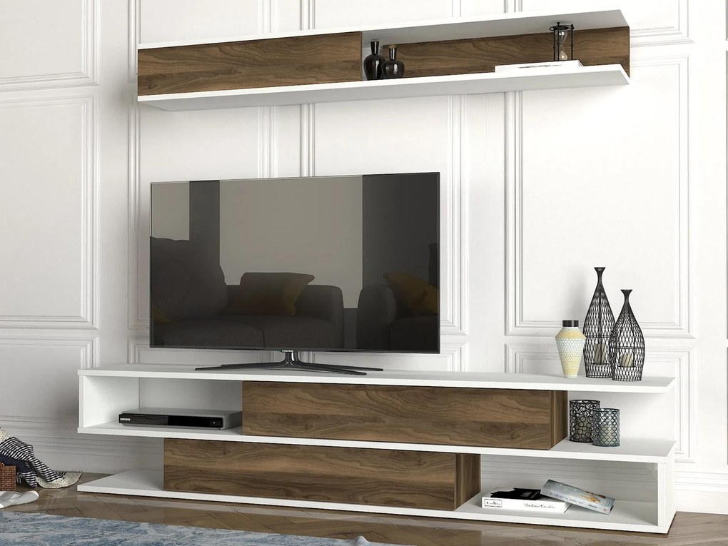 Unidade de TV Manyetik – Branco, Nogueira – 176x39,6x31,5 cm | Tribo H