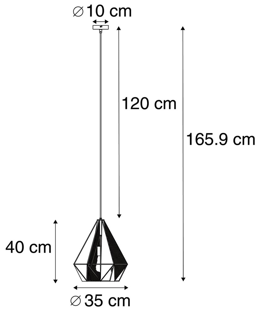 Candeeiro suspenso industrial preto com malha - Carcass Industrial