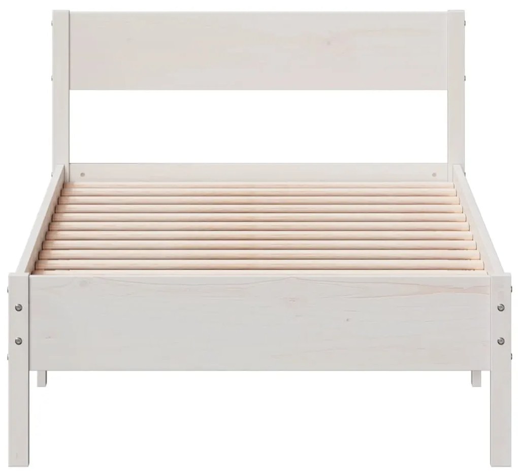 Estrutura de cama com cabeceira 90x190 cm pinho maciço branco