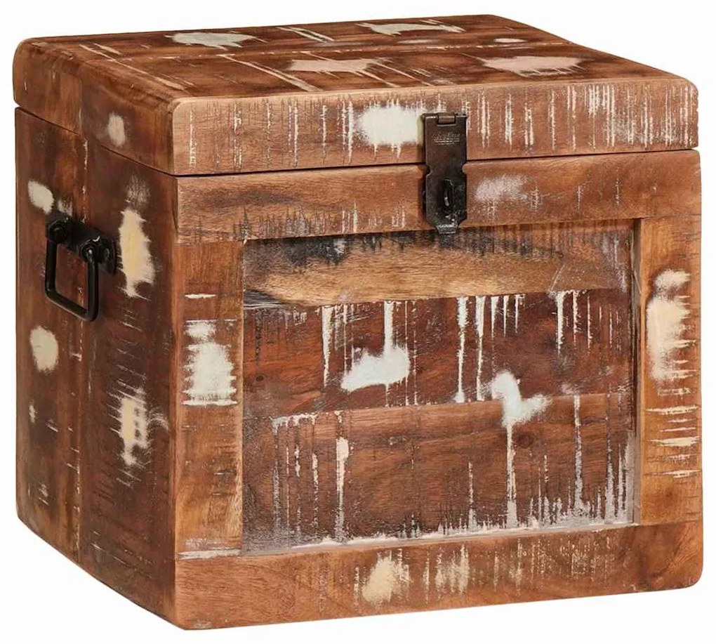 vidaXL Caixa de Armazenamento Castanho Madeira de manga maciça