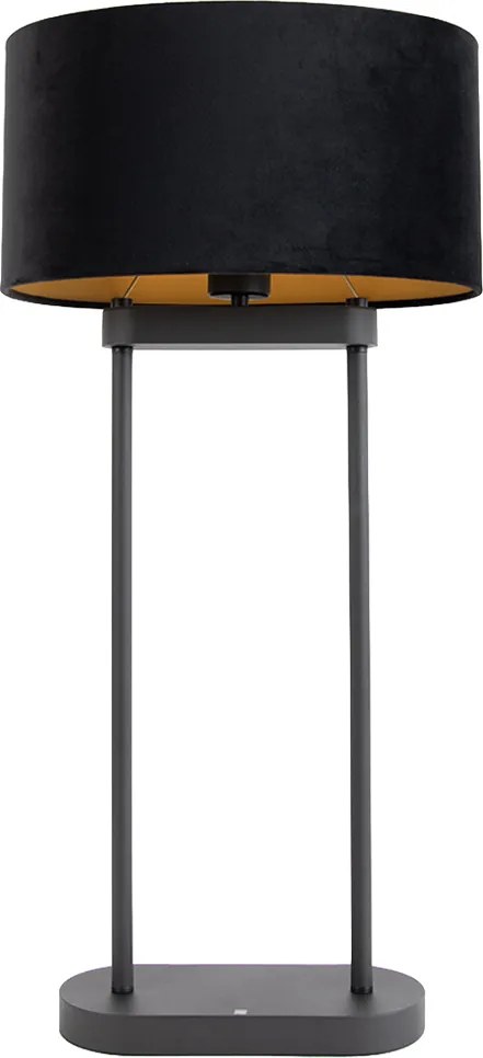 Candeeiro de mesa preto com abajur oval preto 35cm - Thijmen