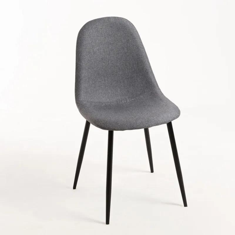 Cadeira Teok Black Tecido - Cinza escuro