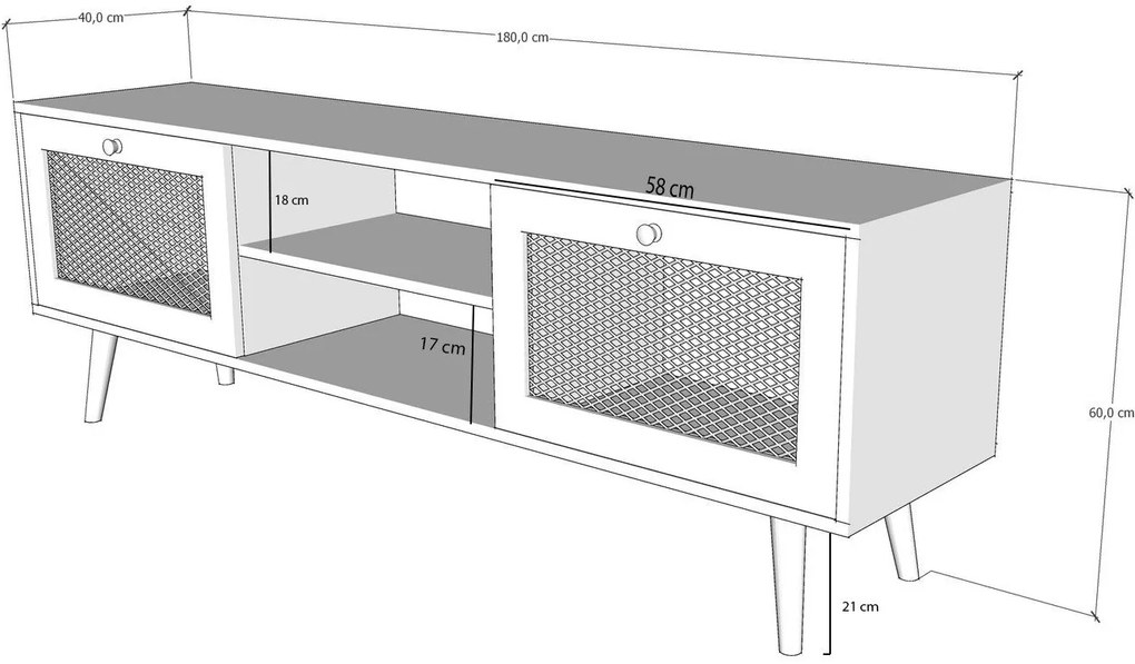 Móvel de TV Letoon – Carvalho – 180 cm x 60 cm x 40 cm