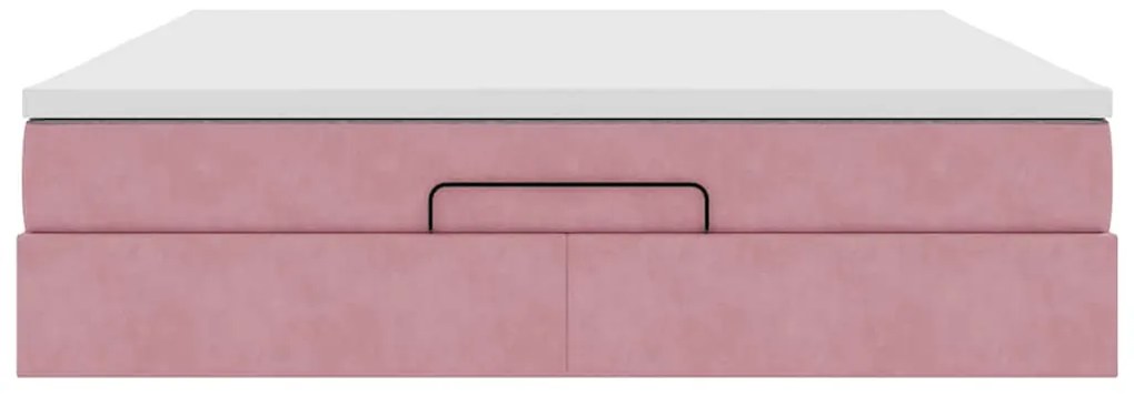 Estrutura de cama otomana com colchão 160x200 cm veludo rosa