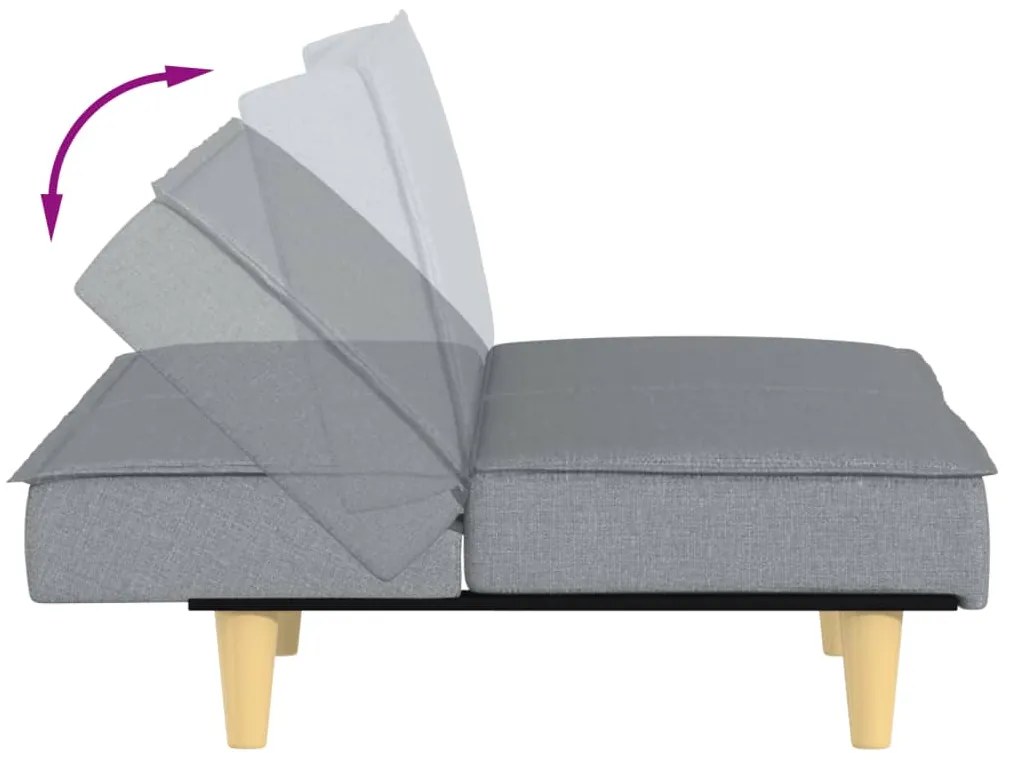 Sofá-cama tecido cinzento-claro