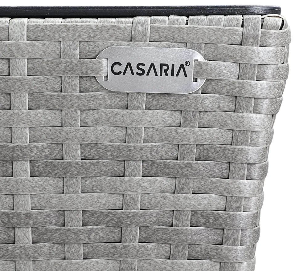 Conjunto 2 vasos de varanda 60 x 20 x 19 cm para flores Polyrattan cinzento