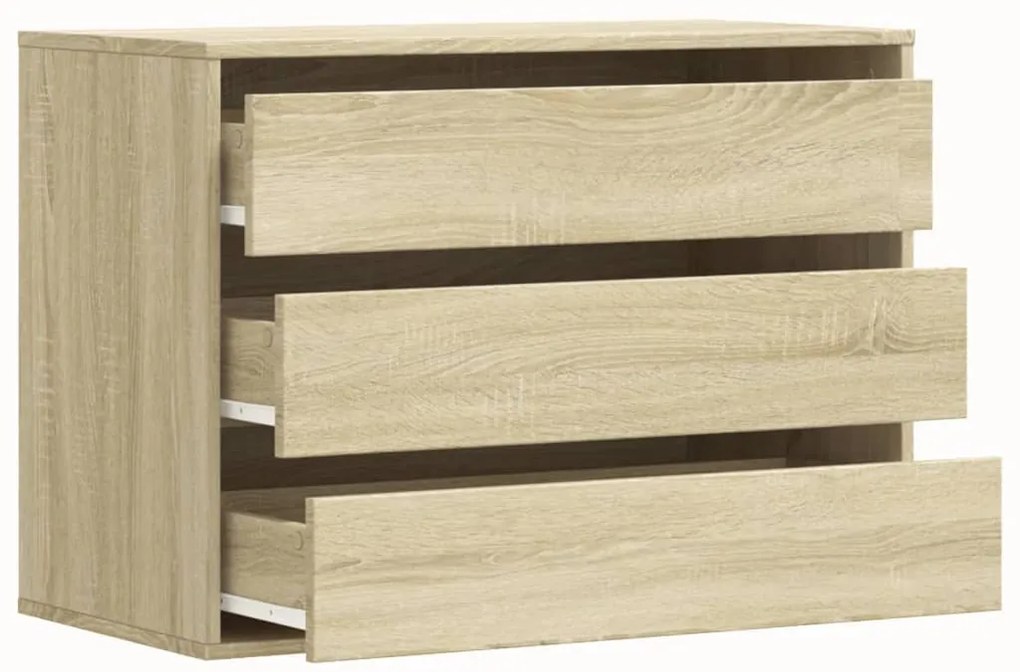 Cómoda com 3 Gavetas - 80x41x58 cm - derivados de madeira - carvalho s