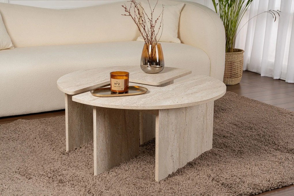 Mesa de Café Moira – Travertino – Ø90 cm x 41 cm