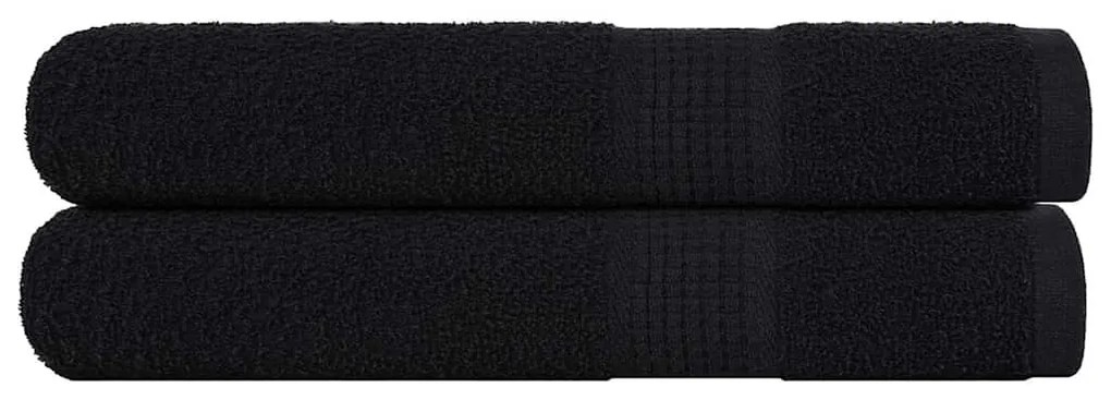 vidaXL Toalhas 2 pcs 100x200 cm 360 gsm 100% algodão preto