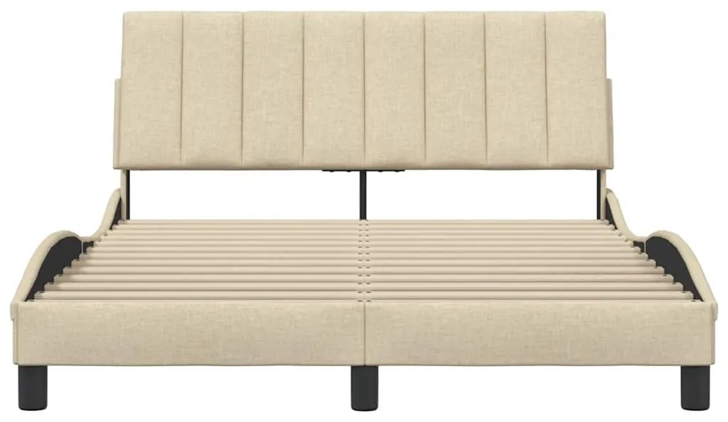 Estrutura de cama sem colchão 140x200 cm tecido cor creme