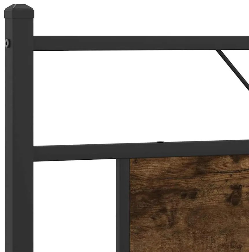 Estrutura de cama sem colchão 183x213cm metal carvalho fumado