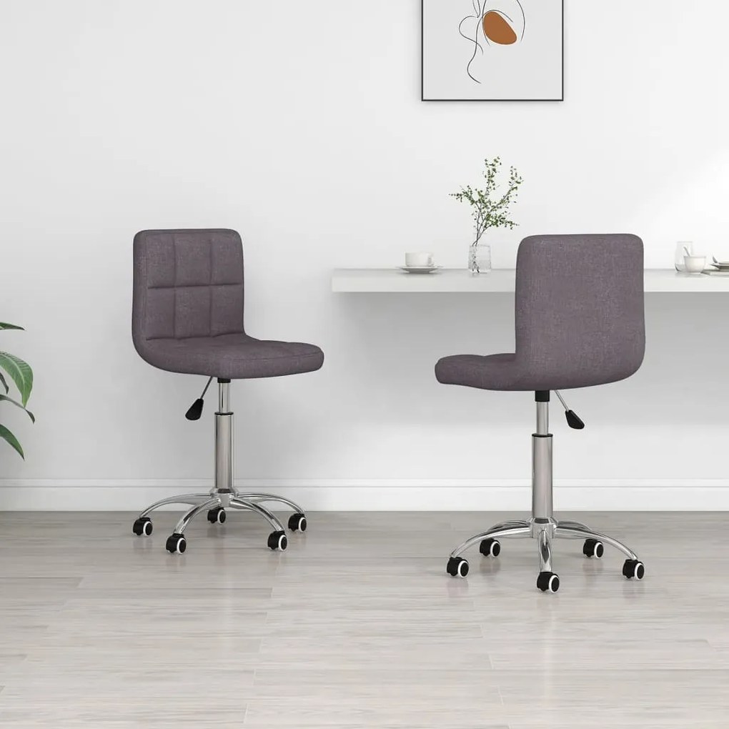 vidaXL Cadeiras de jantar giratórias 2 pcs tecido cinzento-acastanhado