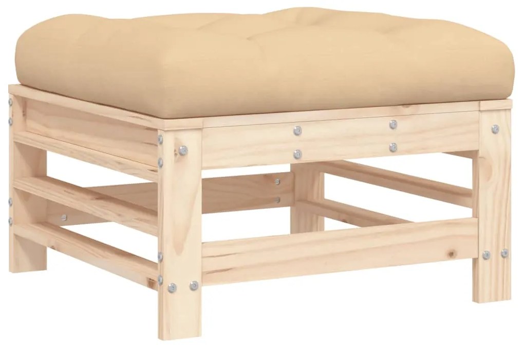 Apoios de pés p/ jardim c/ almofadões 2 pcs pinho maciço