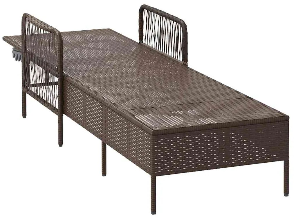 Espreguiçadeira Marrom e branco creme Vime PE 157 x 55 x 92 cm