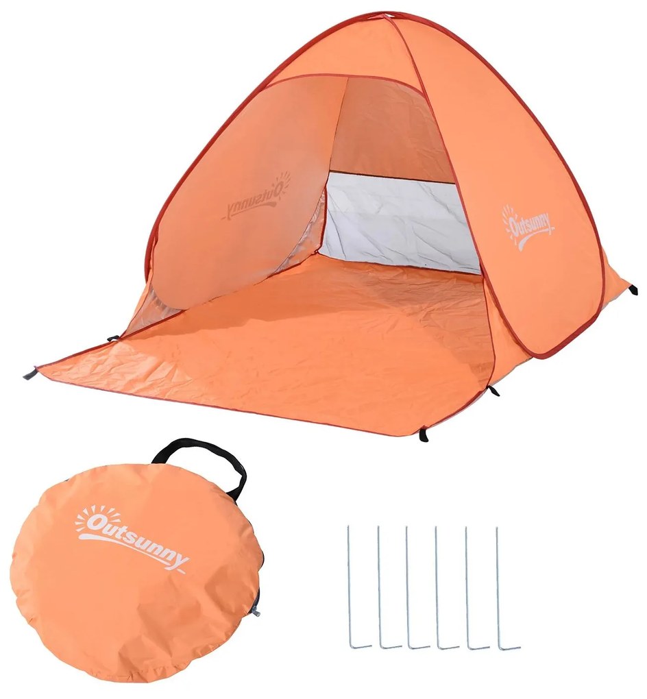 Tenda pop-up instantânea e portátil com janelas Tipo de refúgio para piquenique, praia e acampamento com proteção UV Laranja