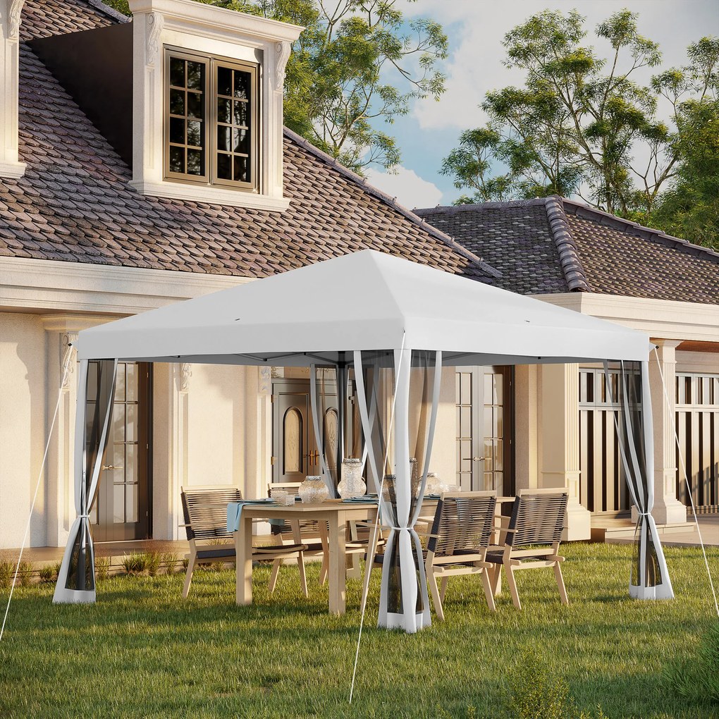 Tenda pop-up Barnum dobrável estilo colonial 3 x 3 m, com 4 redes mosquiteiras + saco de transporte creme