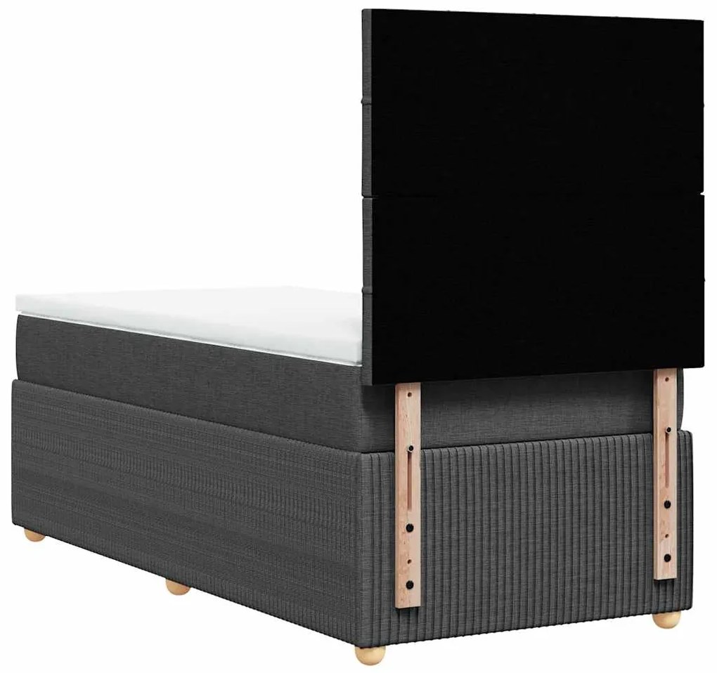Cama com molas/colchão 90x190 cm tecido cinza-escuro