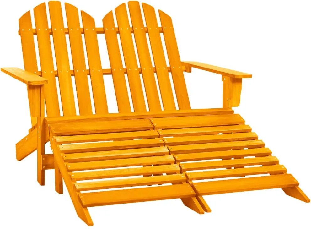 vidaXL Cadeira de jardim e otomano Adirondack 2 lugares abeto laranja