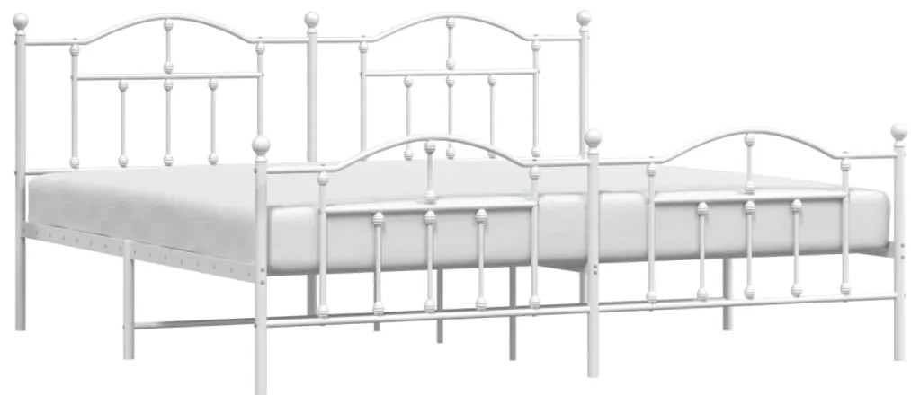 Estrutura de cama com cabeceira e pés 200x200 cm metal branco