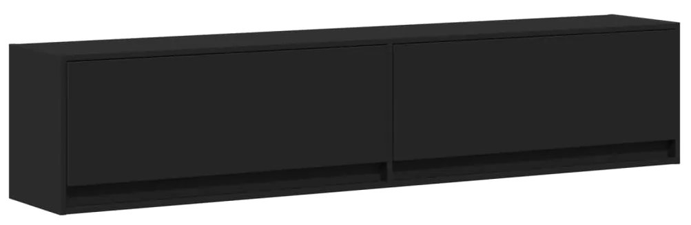 Móvel de parede para TV com luzes LED 180x31x38 cm preto