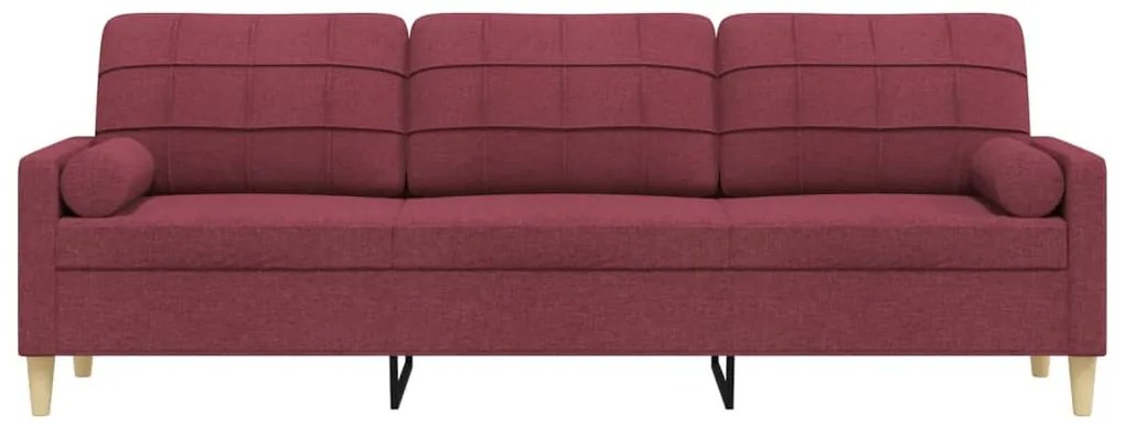 Sofá 3 lug. + almofadas decorativas 210cm tecido vermelho tinto