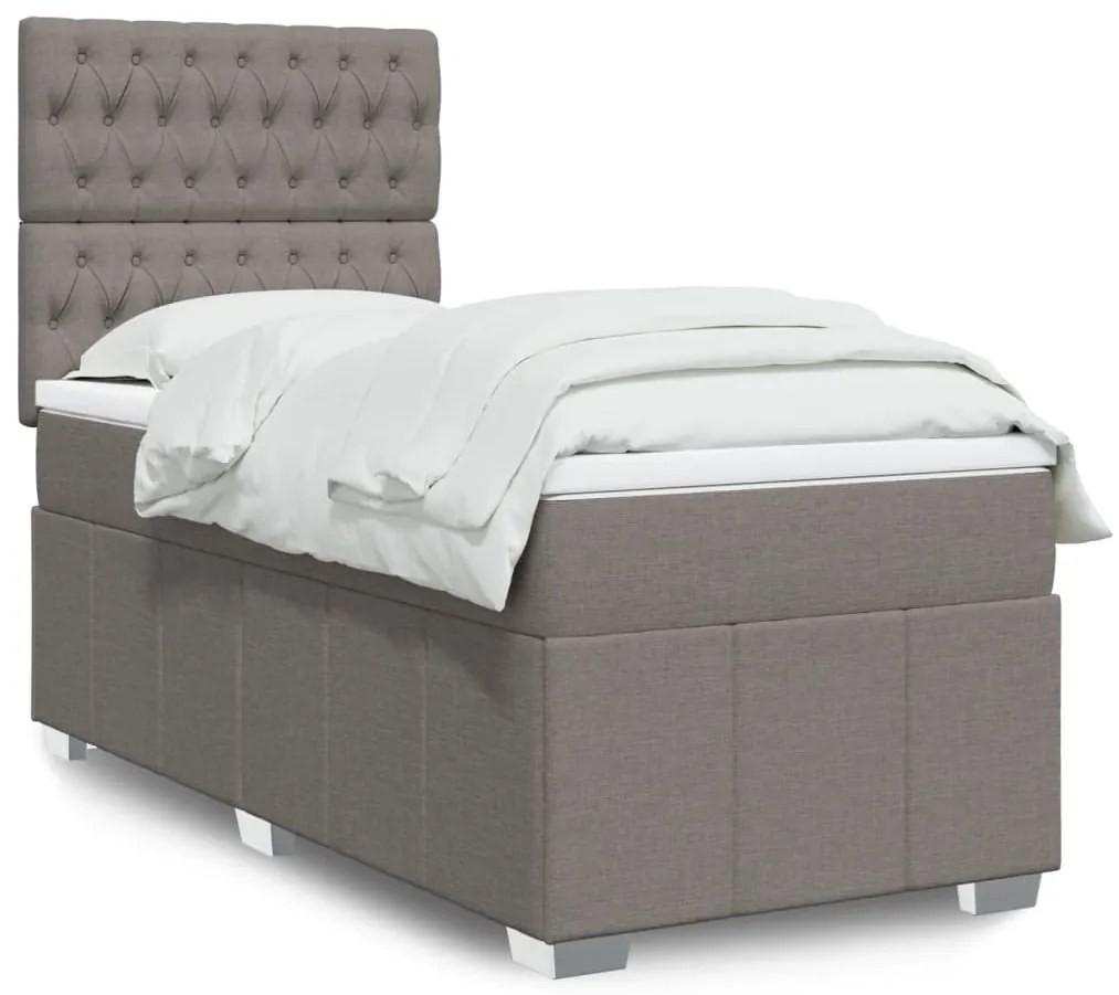 Cama com molas/colchão 90x190 cm tecido castanho-acinzentado