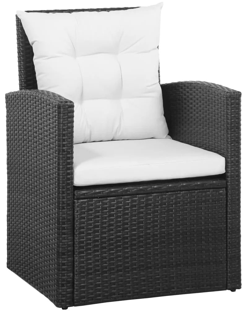 5 pcs conjunto lounge de jardim c/ almofadões vime PE preto