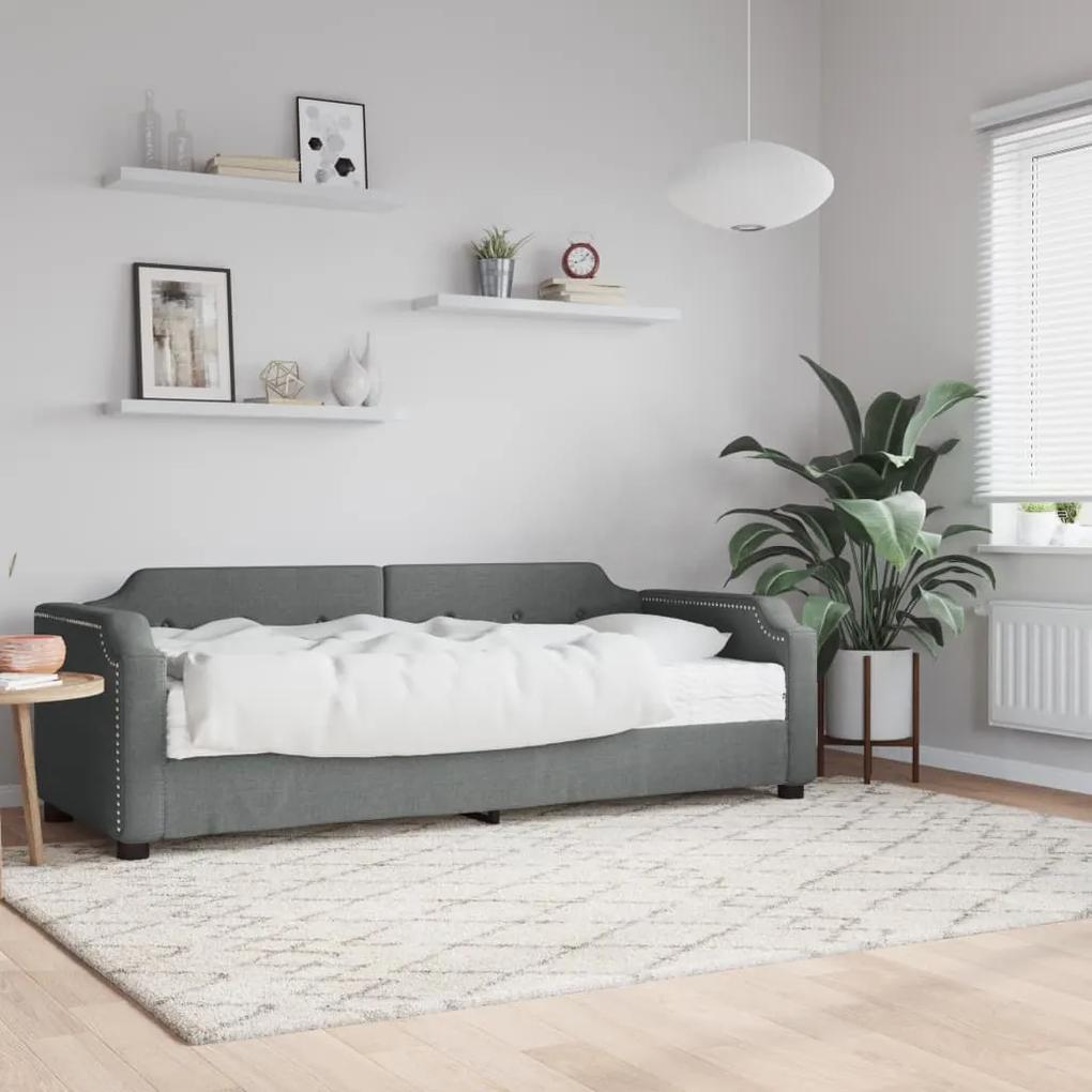Sofá-cama com colchão 80x200 cm tecido cinzento-escuro