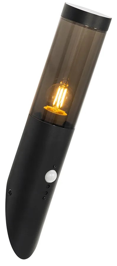 Candeeiro de parede exterior moderno preto com sensor de movimento IP44 - Rox