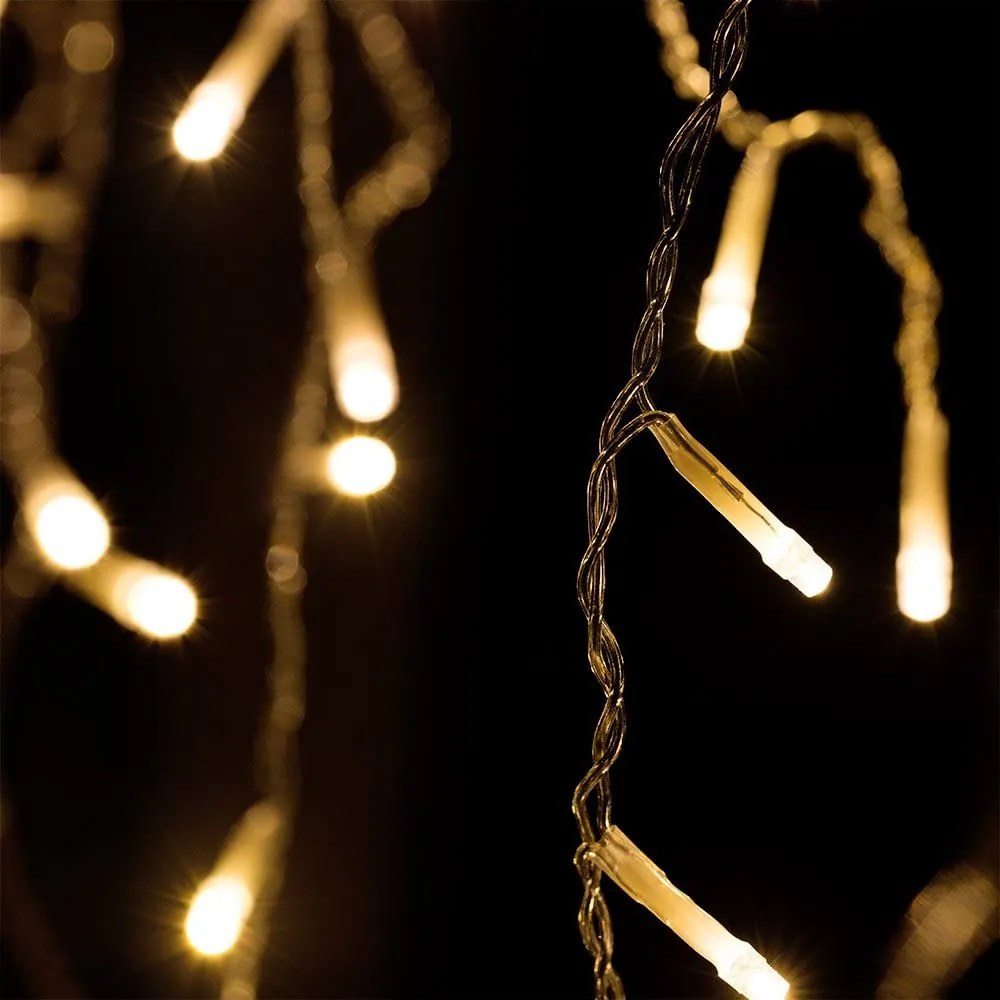 Corrente luminosa de Natal Transparente de 60 m com luzes Branco Quente
