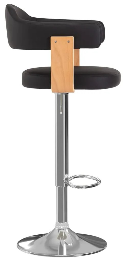 Bancos de bar 2 pcs madeira curvada e couro artificial preto