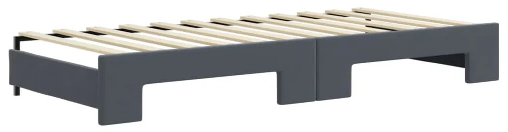 Sofá-cama c/ gavetão e gavetas 90x200 cm veludo cinzento-escuro
