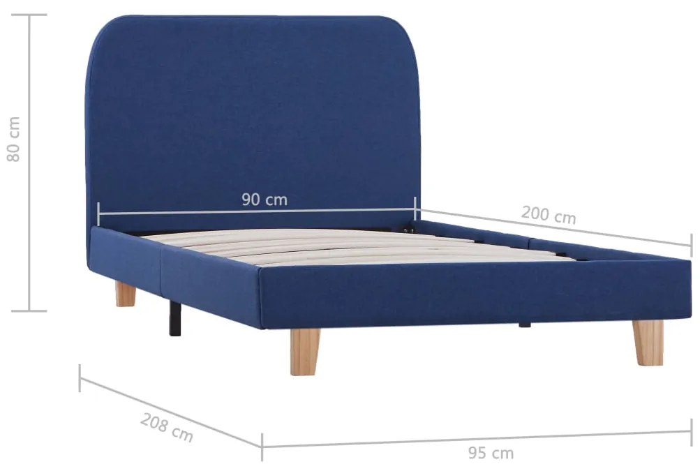 Estrutura de cama 90x200 cm tecido azul