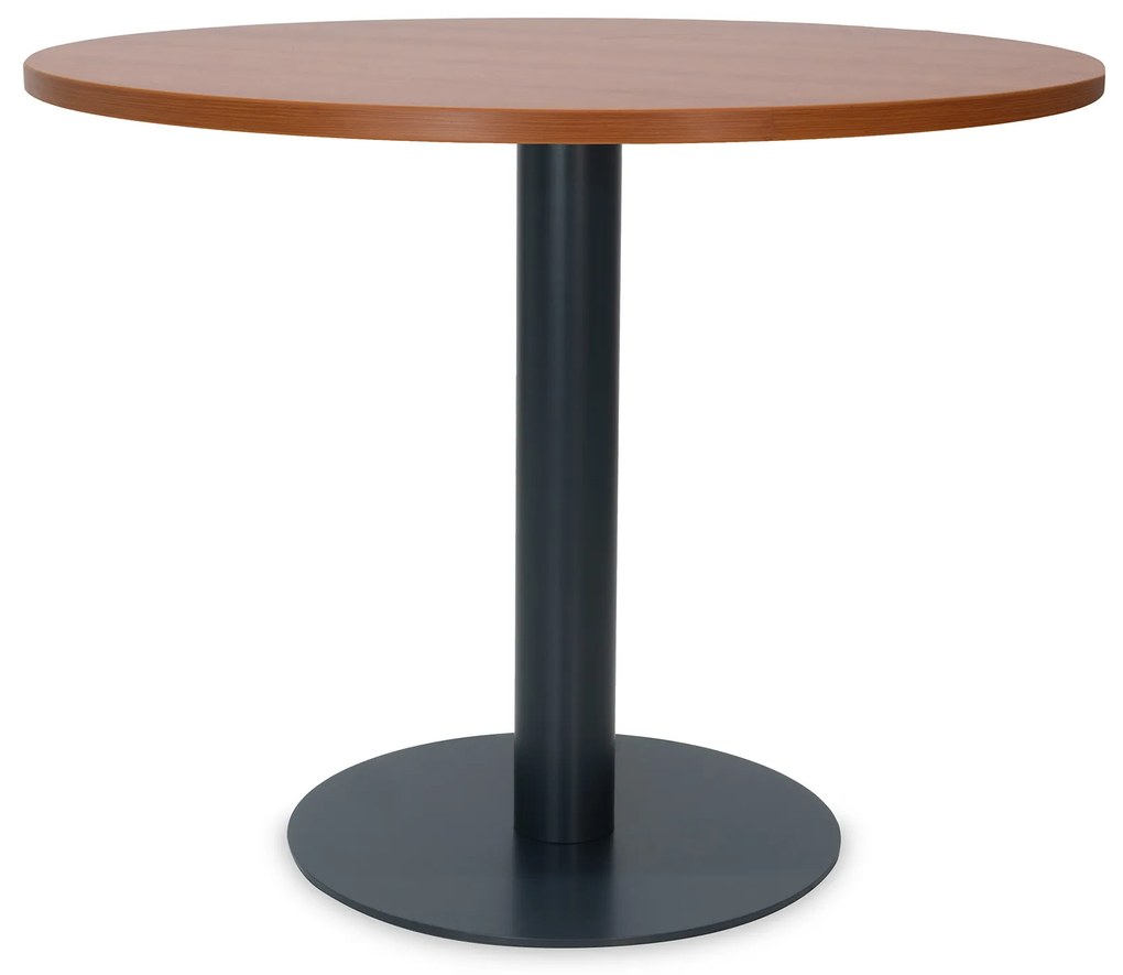 Mesa de Reunião Redonda 1000x750 mm – Tampo Cerejeira em Melamina, Estrutura Preta