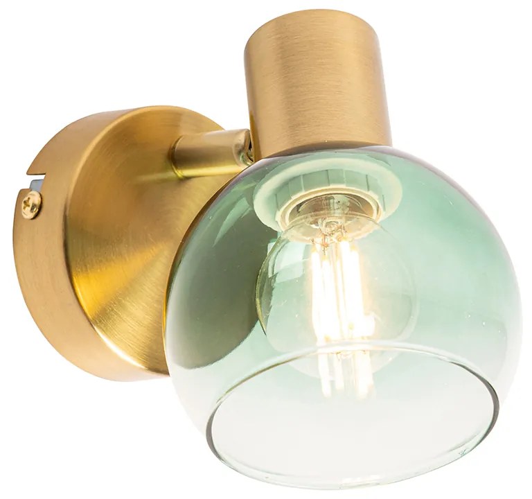 Ponto art déco dourado com vidro verde - Vidro Art Deco