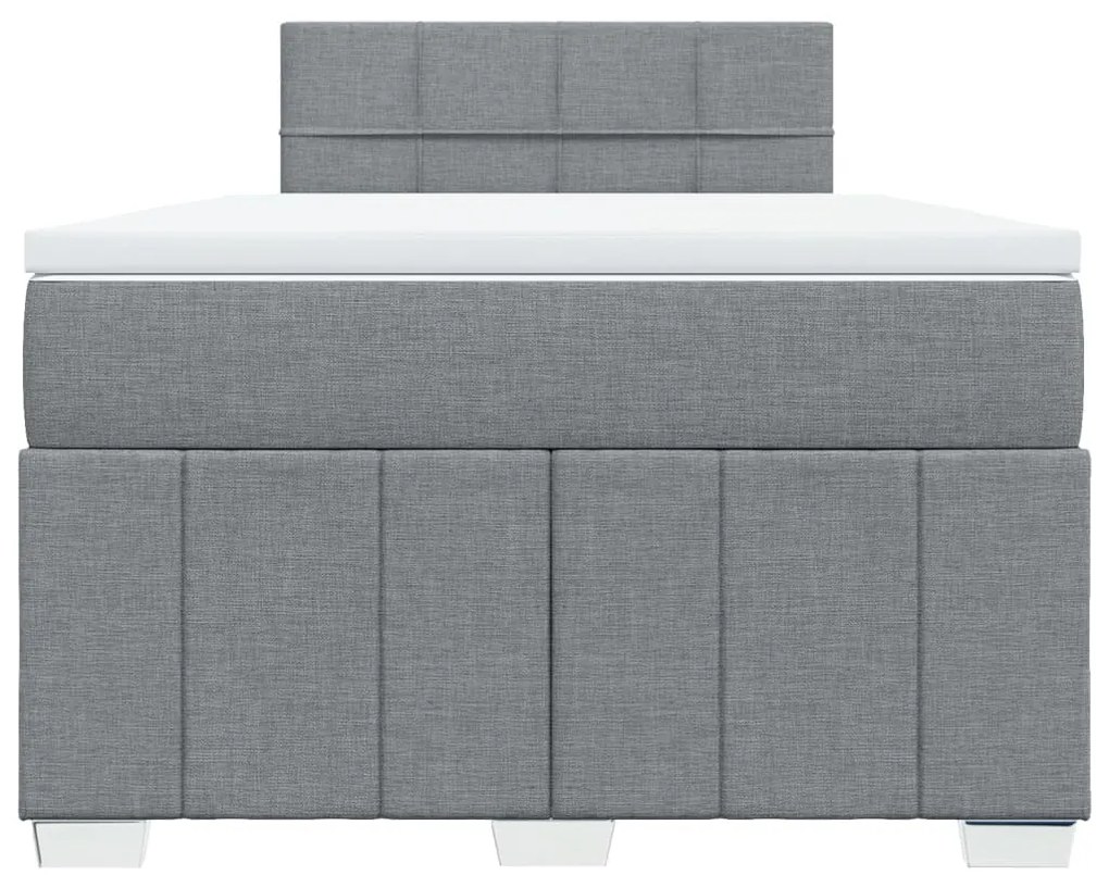 Cama boxspring com colchão 120x190 cm tecido cinzento-claro