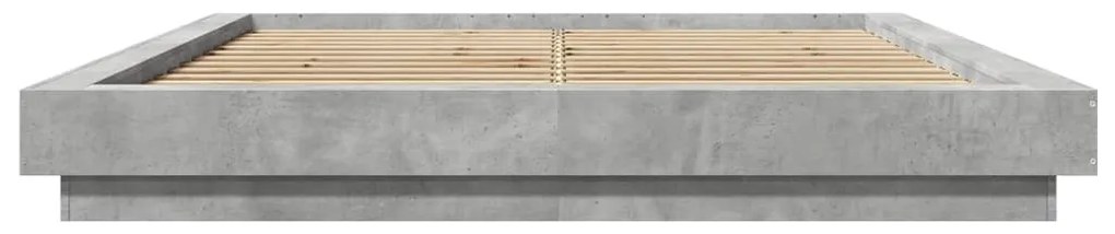 Estrutura cama c/ luzes LED derivados de madeira cinza cimento