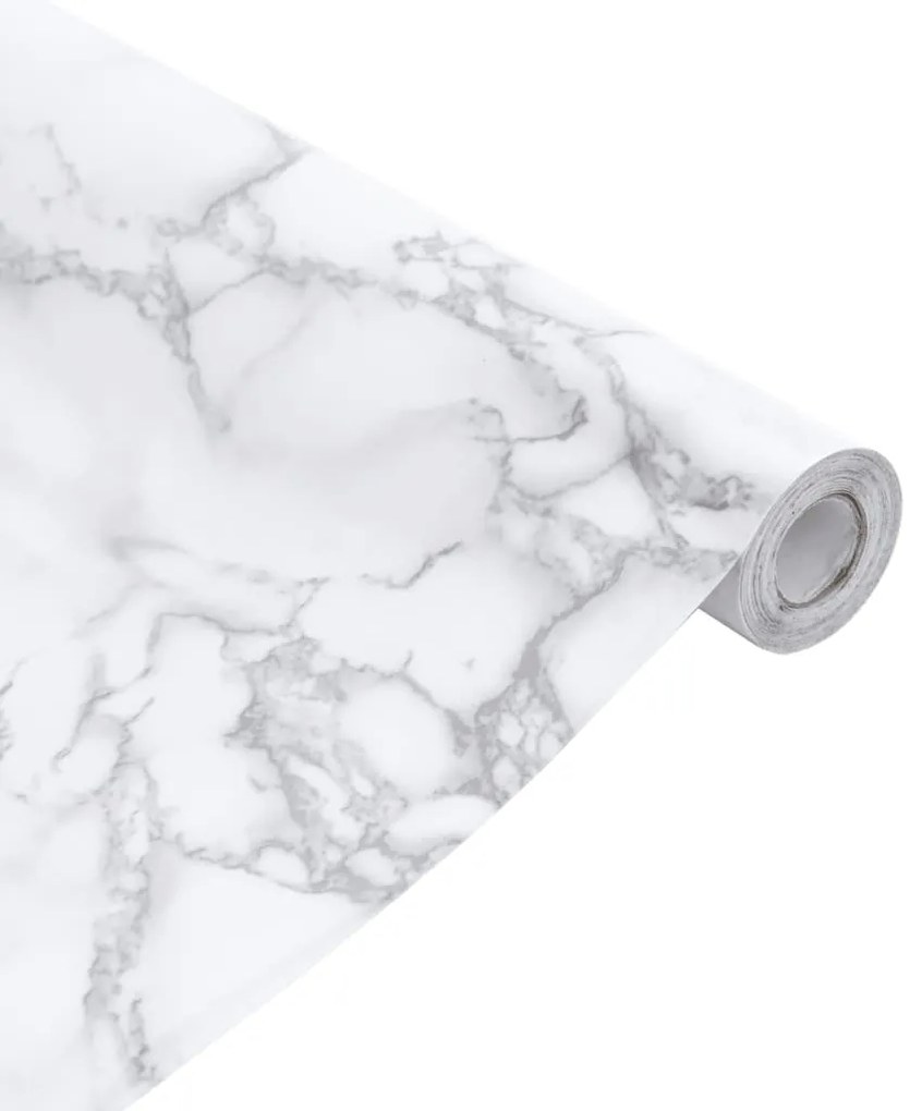 Autocolantes para móveis 90x500 cm PVC branco mármore
